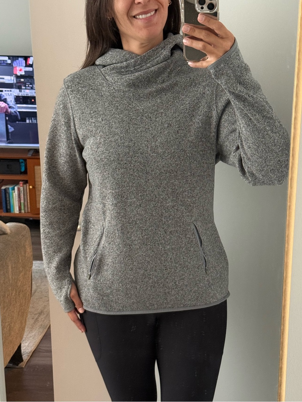 Old Navy Heather Grey Funnel Neck Pullover Sweater